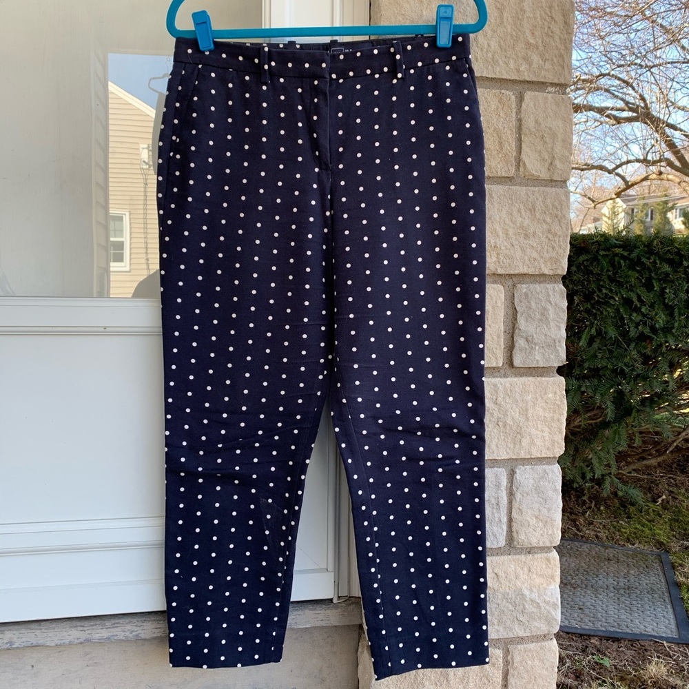 Gap Navy Blue & White Polka Dot Crop Pant
